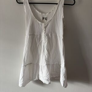 Women's White Converse Babydoll Sleeveless Top Tunic Boho Tiered Sz Small Hemmed
